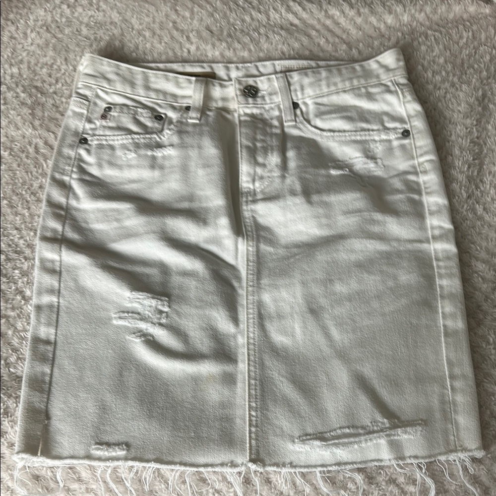 AG White Distressed Jean Skirt - The Erin Size 26